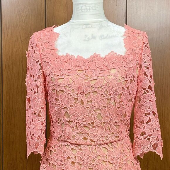 Oscar De La Renta Floral Guipure Lace Midi Dress size 6 - Picture 5 of 14